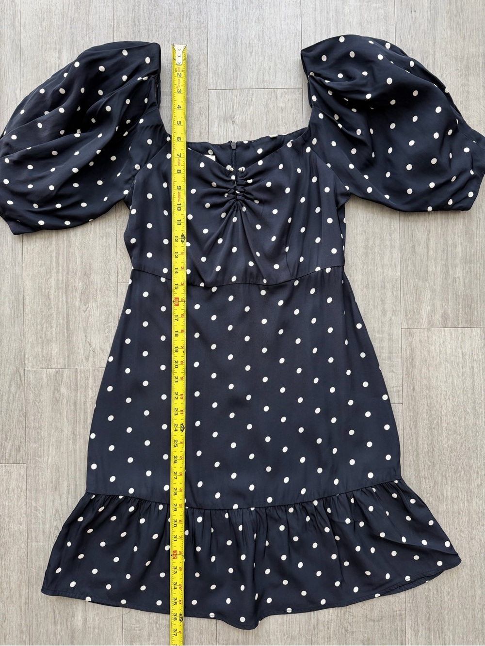 ROHE Margarita Dress White Navy Polka Dot Puff Sleeve Mini Size 36/ US 6 - Picture 13 of 16